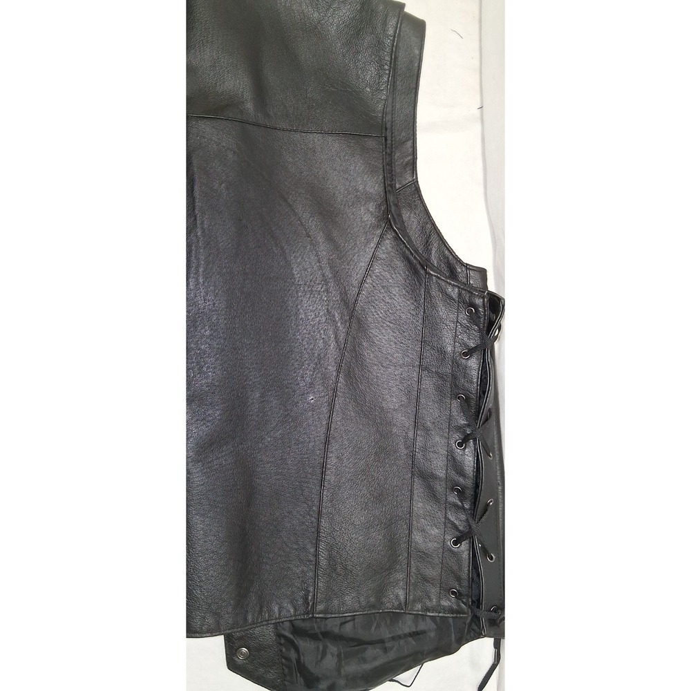 U.S.A Leather Style 201L‎ Men's Black Classic Leather Side-Lace Vest Size XL - Picture 6 of 6